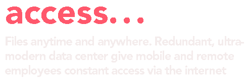 Files anytime and anywhere. Redundant, ultramodern data center give mobile and remote employees constant access via the internet.