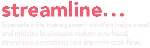 Spansafe's file management solution helps small and midsize businesses reduce overhead, streamline operations and improve cash flow.